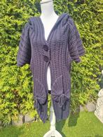 Zwart Gebreid Vest met Capuchon - Maat M, Maat 38/40 (M), Paars, Ophalen of Verzenden, Onbekend