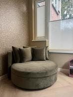 Groene ronde velvet fauteuil, Ophalen, Nieuw, 75 tot 100 cm, 50 tot 75 cm