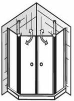 Nieuwe Vijfhoek Douchecabine met pendeldeur, Ophalen, 100 tot 150 cm, 75 cm of meer, Overige typen