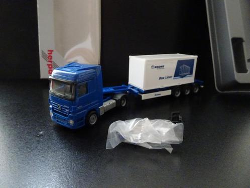 901 herpa mercedes actros container box liner krone 1:87, Hobby en Vrije tijd, Modelauto's | 1:87, Nieuw, Bus of Vrachtwagen, Herpa