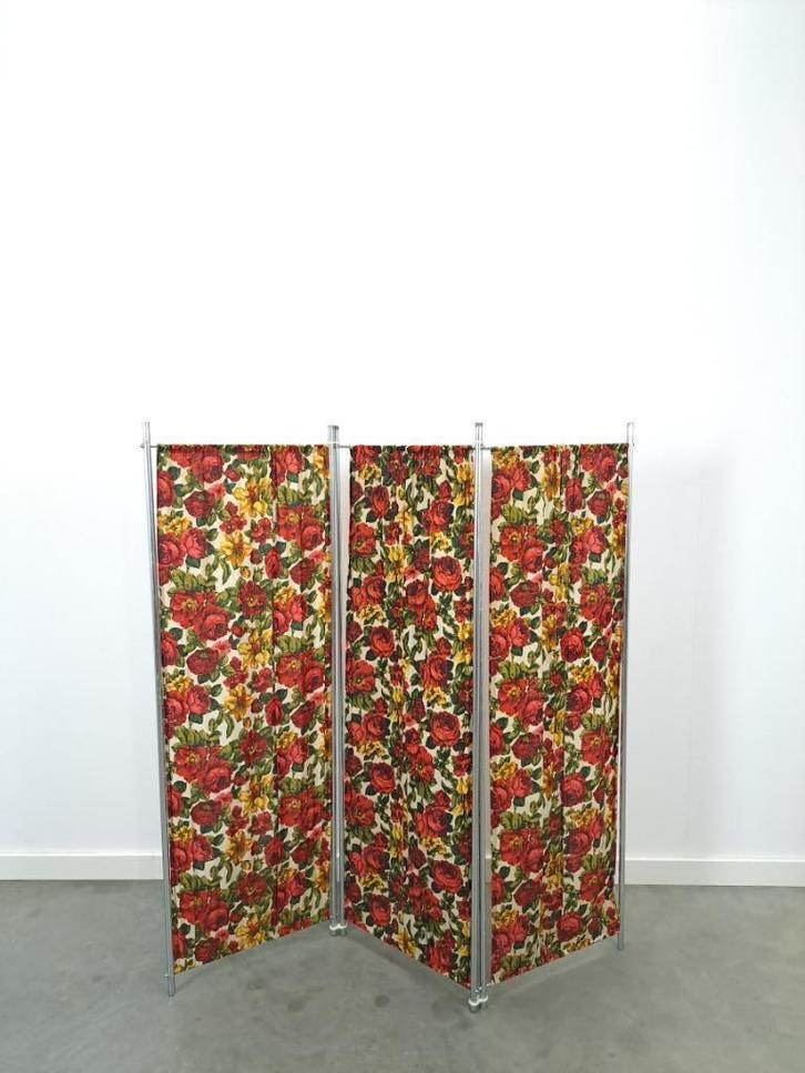 Kamerscherm met bloemenstof vintage, Huis en Inrichting, Woonaccessoires | Kamerschermen, Gebruikt, Ophalen of Verzenden