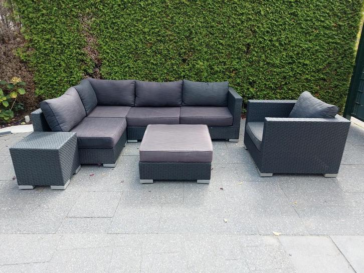 mooie loungeset Inclusief kussens,  Bezorging mogelijk, Tuin en Terras, Tuinsets en Loungesets, Gebruikt, Loungeset, Wicker, 4 zitplaatsen