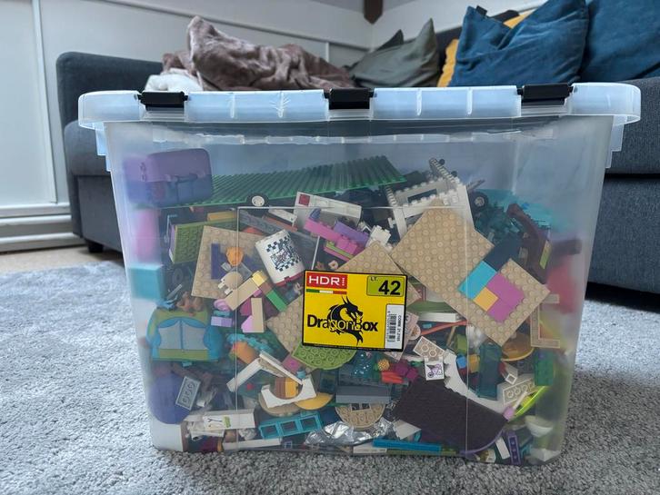 Grote bak LEGO + grondplaten & instructies, Kinderen en Baby's, Speelgoed | Duplo en Lego, Zo goed als nieuw, Lego, Losse stenen