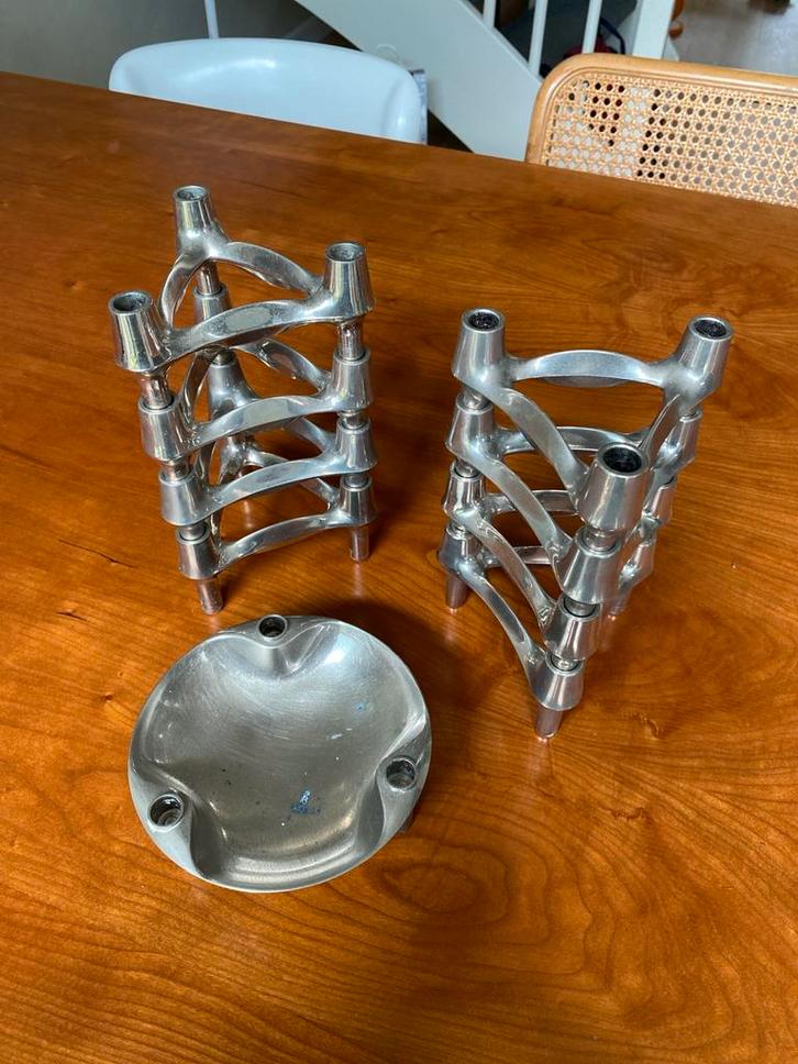 8x Nagel Stoffi BMF Modulaire Kandelaar + Schaal, Huis en Inrichting, Woonaccessoires | Kandelaars en Kaarsen, Gebruikt, Kandelaar