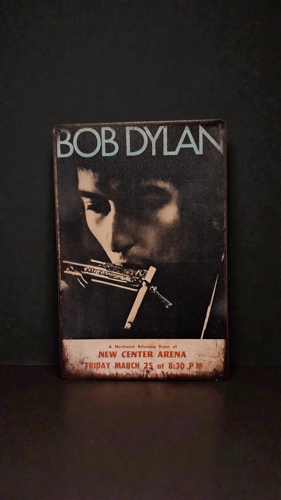 Stalen Wandbord Bob Dylan - A4 Formaat, Verzamelen, Posters, Gebruikt, Muziek, A4 of kleiner, Rechthoekig Staand, Ophalen of Verzenden