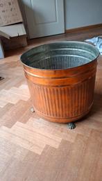 Karakteristieke koperen opslagton voor haardhout., Huis en Inrichting, Kachels, Ophalen, Gebruikt, Hout, Houtkachel