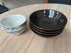 Kommenset: Bruin (4) & Flora (2), Ophalen, Gebruikt, Keramiek, Kom(men)