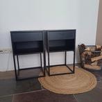 2 nachtkastjes, zwart, Huis en Inrichting, Slaapkamer | Nachtkastjes, Ophalen, Hout, Minder dan 45 cm, 55 tot 70 cm