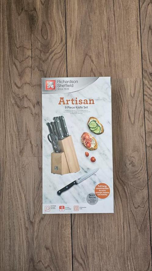 Richardson Sheffield Artisan Messenblok 9-delig, Huis en Inrichting, Keuken | Bestek, Nieuw, Bestekset, Rvs of Chroom, Vaatwasserbestendig