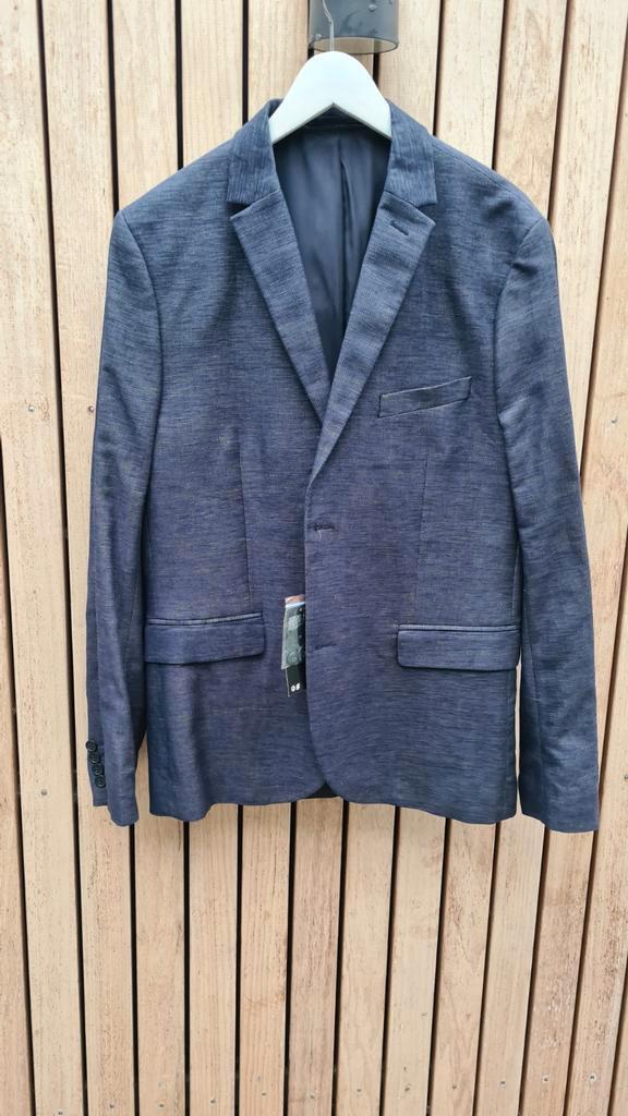 HM Slimfit Kolbert Blauw Mt 54 Nieuw, Kleding | Heren, Kostuums en Colberts, Nieuw, Maat 52/54 (L), Blauw, Ophalen of Verzenden