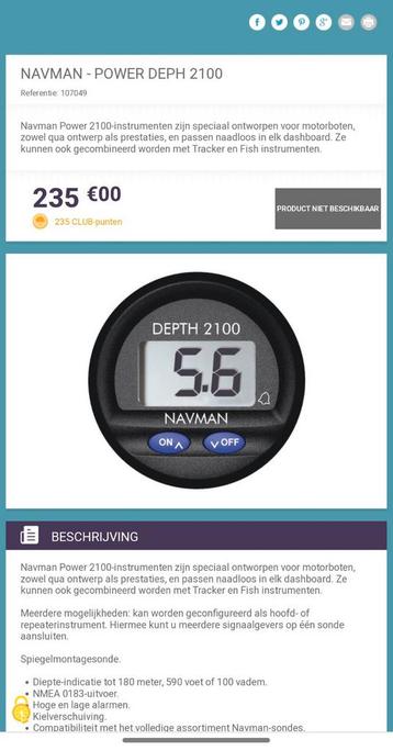 Navman depth 2100 dieptemeter  beschikbaar voor biedingen
