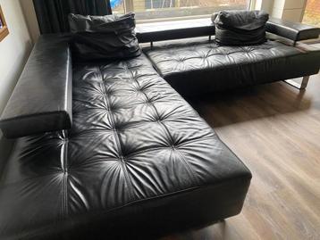 Moderne Zwarte Leren Hoekbank – Comfort & Stijl
