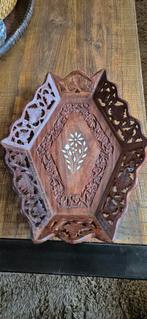 Vintage houten schaal, handgesneden India, Ophalen of Verzenden