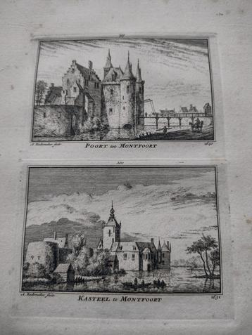 199/200 Montfoort Poort en Kasteel Kopergravure 18e Eeuw dl3 beschikbaar voor biedingen