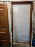 Hardhouten kozijn + bijpassende massief houten (binnen)deur, Doe-het-zelf en Verbouw, Gebruikt, Deurkozijn, 150 tot 225 cm, Hout