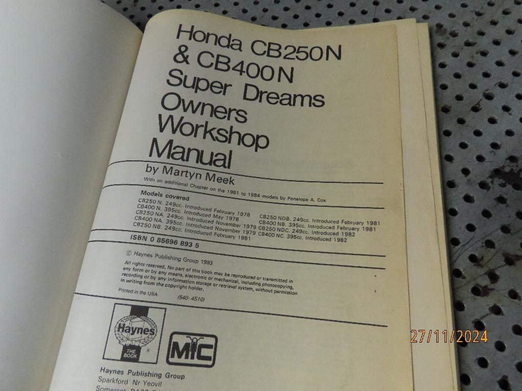 Werkplaatshandboek Honda CB250 & CB400 N Super Dreams, Ophalen of Verzenden, Gebruikt, Motoren