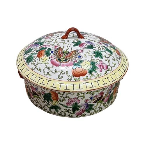 Chinees porseleinen koekjestrommel met vlinders, Antiek en Kunst, Antiek | Porselein, Ophalen of Verzenden