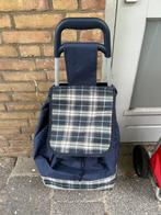 boodschappenkar blauw geruit in goede staat en is netjes, Ophalen, Gebruikt, Blauw, Wieltjes