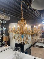Xl kroonluchter goud 10 lichts ovaal nieuw hanglamp, Ophalen of Verzenden, Nieuw, Glas, Eric kuster