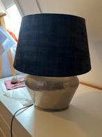Schemerlamp, oud zilveren voet, zwarte kap, Huis en Inrichting, Lampen | Lampenkappen, Ophalen, Zo goed als nieuw, Rond, 25 tot 50 cm