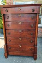 Antieke Mahonie Empire ladekast 7 lade's., Ophalen