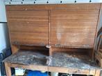 Stabiele massief houten werkbank met rolluiken kast, Ophalen, Gebruikt, 170 cm of meer, Bankschroef