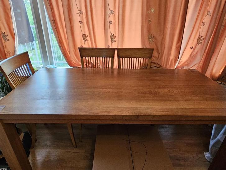 Houten Eettafel met X6 Stoelen, Antiek en Kunst, Antiek | Meubels | Tafels, Ophalen