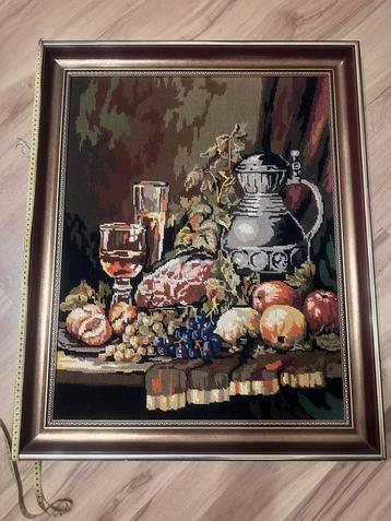 Geborduurd Stilleven Ingelijst 80x65cm Wanddecoratie Kunstwe beschikbaar voor biedingen