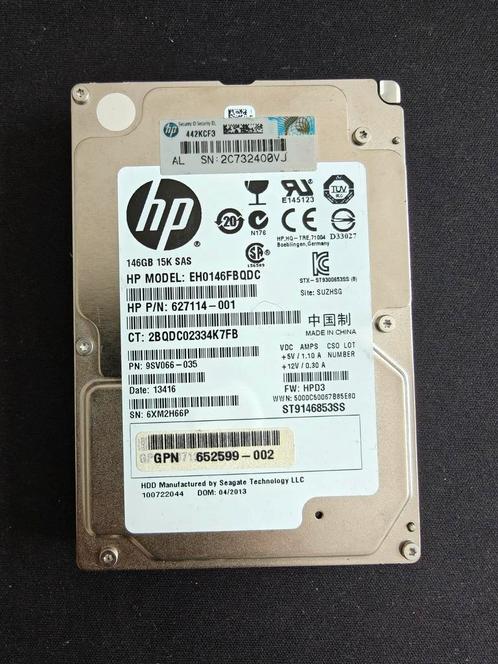HP 146GB SFF SAS 15K Dual Port Hot-Plug HDD (Gen8 Gen9), Computers en Software, Harde schijven, Gebruikt, Server, Intern, HDD