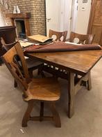 Eettafel + 4 Stoelen - Hout, Ophalen, Gebruikt, Bruin, Vier