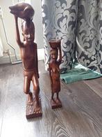 Houten Afrikaanse Beelden Set, Antiek en Kunst, Kunst | Beelden en Houtsnijwerken, Ophalen of Verzenden