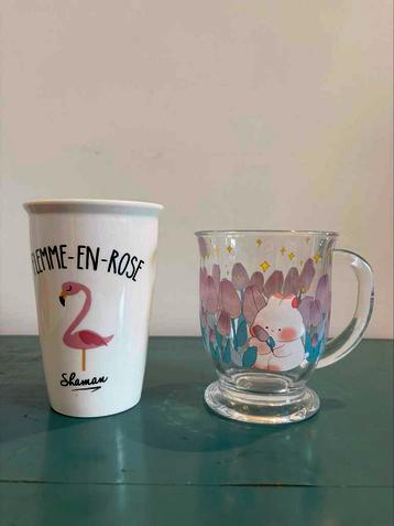 Cute Tassen Set: Flamingo & Konijn beschikbaar voor biedingen