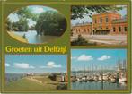 DELFZIJL Gracht Dijk Station Haven Groeten, Verzamelen, Ansichtkaarten | Nederland, Verzenden, 1980 tot heden, Gelopen, Groningen