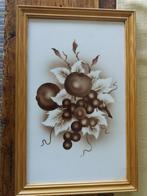 Plateel blad met druiven en appels bruin-wit, Ophalen