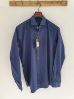 Genti overhemd donkerblauw zijdeglans skin fit maat 44, Nieuw, Blauw, Halswijdte 43/44 (XL), Ophalen of Verzenden