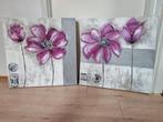 2 Canvas schilderijen met bloem, Huis en Inrichting, Woonaccessoires | Schilderijen, Tekeningen en Foto's, Ophalen, 50 tot 75 cm