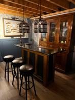 Massief hout  bar set mancave toog luifelbar bruin cafe, Ophalen of Verzenden, Zo goed als nieuw