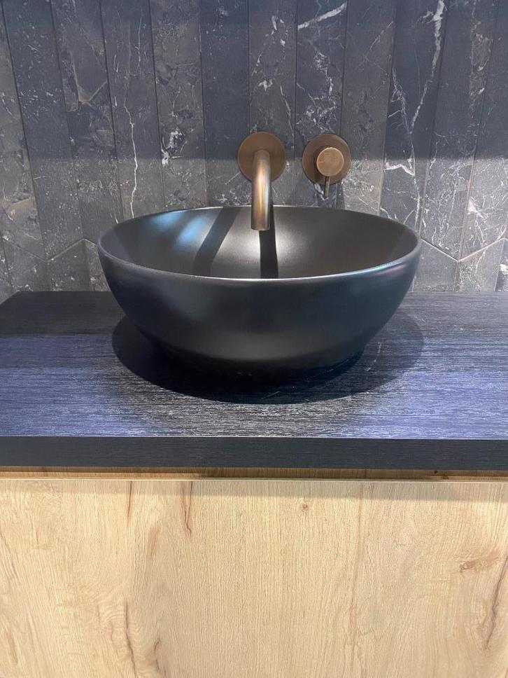 Waskom Zwart – Rond & Stijlvol (±42x16 cm) | WEG=WEG, Doe-het-zelf en Verbouw, Sanitair, Zo goed als nieuw, Wastafel, Ophalen of Verzenden