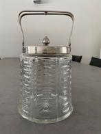 Antieke Glazen Koekjestrommel met Verzilverd Hengsel, Antiek en Kunst, Antiek | Glas en Kristal, Ophalen of Verzenden