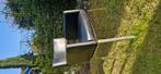 Leren eetkamerstoelen 4stuks zwart/aluminium, Huis en Inrichting, Stoelen, Ophalen, Gebruikt, Leer, Vier