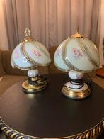 2 vintage lampjes goud met glas, Huis en Inrichting, Lampen | Tafellampen, Ophalen of Verzenden, Zo goed als nieuw, Minder dan 50 cm