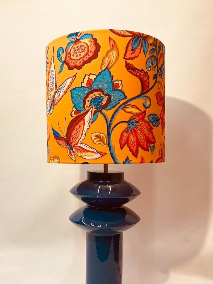 Lamp Paris oranje petrol bloem patroon, Huis en Inrichting, Lampen | Tafellampen, Nieuw, Minder dan 50 cm, Metaal, Stof, Ophalen of Verzenden
