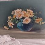 Oud bloemenschilderij op houten paneel, Ophalen of Verzenden