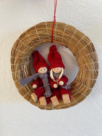 Vintage Zweedse Kerst krans 2 Kerstkabouters zgan Rookvrij h beschikbaar voor biedingen