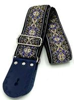 GBStof010 Gitaarband zwart Blue blauw zilver leer 156cm, Verzenden, Nieuw, Elektrische gitaar