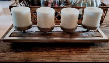 Ptmd advent kandelaar mangohout/metaal christmas Kerst beschikbaar voor biedingen