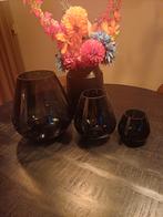 Vase the world, Zwart, Ophalen of Verzenden, Minder dan 50 cm, Glas