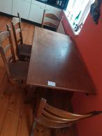 Eettafel met 4 stoelen, Ophalen, Gebruikt, 100 tot 150 cm, Eikenhout