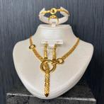 21 karaat gouden set ketting armband oorbellen ring, Sieraden, Tassen en Uiterlijk, Kettingen, Ophalen of Verzenden, Nieuw, Goud