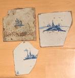 3x Oude Delftse Tegel Fragmenten, Ophalen of Verzenden